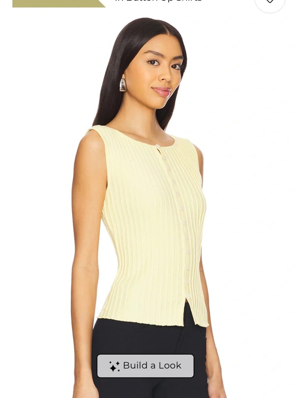 Free People Sleeveless Ribbed Button-Up Top - Pale Yellow